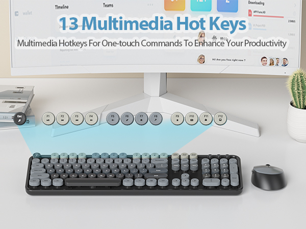 black typewriter keyboard and mouse wireless 