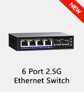 6 Port 2.5G Unmanaged Ethernet Switch, 4 x 2.5G Base-T Ports, 2 x 10G SFP+, Compatible with 100/1...
