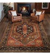 Ciicool 3x5 Area Rug, Washable Red Boho Rugs for Bedroom Non-Slip Indoor Rugs Large Low-Pile Mat ...