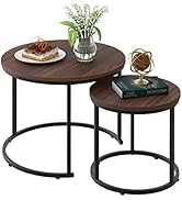 aboxoo Coffee Table Nesting Side Round Set of 2 End Table Top Sturdy Metal Frame Desk Centerpiece...