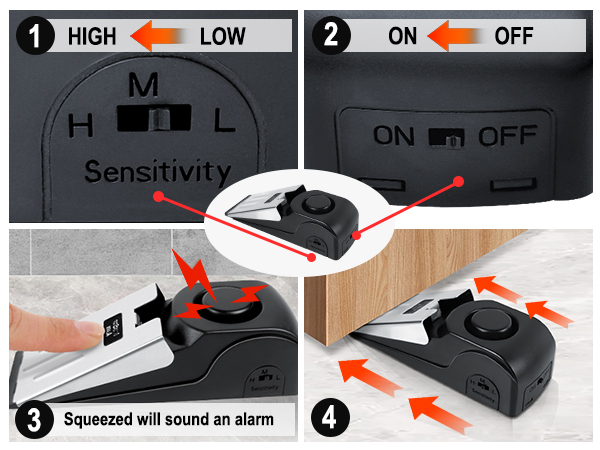 Door Stop Alarm wit Adjustable Portable Door Lock