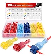 Nilight - 50004R 120 Pcs/60 Pairs Quick Splice Wire Terminals T-Tap Self-stripping with Nylon Ful...