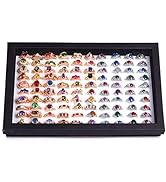 ZLY Jewelry Rings Display Tray Velvet 100 Slot Case Box Jewelry Storage Box