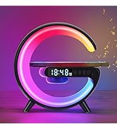 Wireless Charger Atmosphere Lamp, 2025 New Mini LED Table Lamp, Bluetooth Speaker, Dimmable Night...