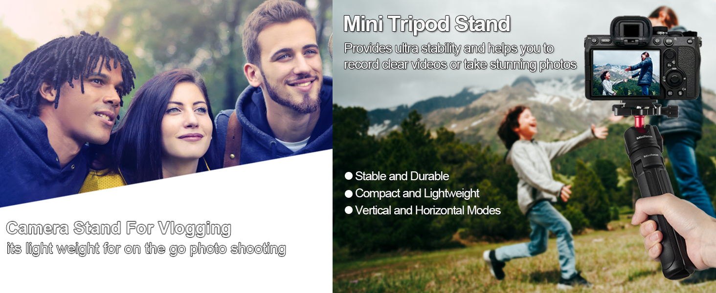 Camera Tripod Desktop Tabletop Stand Compact Tripod with 1/4" Screw, Phone Tripod Stand