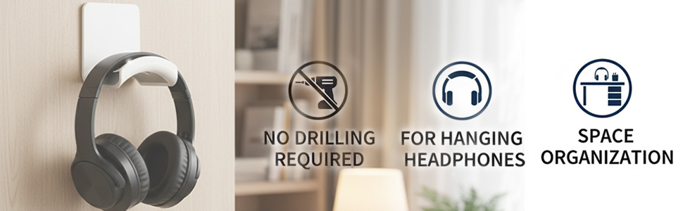 No need to drill holes, used for hanging headphones, space organizing helper