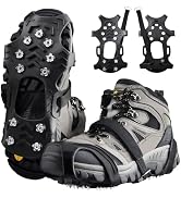Azarxis Walk Traction Ice Cleat Spikes Crampons with 10 Spikes Snow Grips Stretch Footwear Tracti...