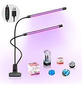 inShareplus LED UV Light Dual Head with USB, 395nm-405nm Dimmable UV Light with Clip, Glow in The...