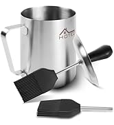 HOTEC Stainless Steel 304 Basting Pot with Brush, Silicone Grill Barbeque Basting Brushes for Sau...