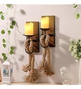 Wall Sconce Candle Holder Black Wall-Mount Metal and Wooden Candle Holders Hanging Iron Wall Cand...