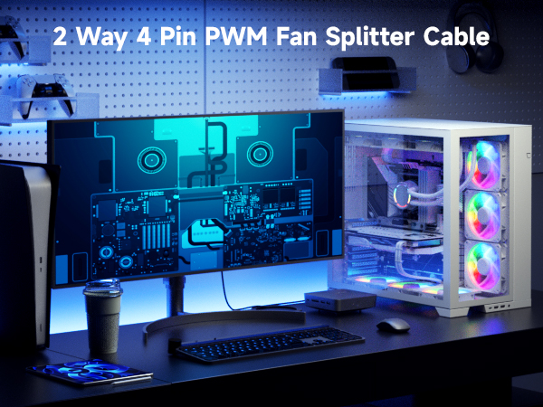 3 Way 4 Pin PWM Fan Splitter Cable