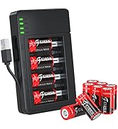 CR123A Rechargeable Batteries 8 Packs, 3.7V Lithium Rechargeable Batteries with Charger for Arlo ...