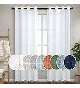 White Curtains 84 Inches Long for Living Room 2 Panel Set Antique Shabby Chic Grommet Privacy Lig...