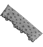 Hemobllo Halloween Lace Window Curtain with Black Bats Design for Spooky Ghost Decor Fireplace De...