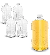 MT Products 64 oz Empty Clear PET Plastic Juice Bottles with Tamper Evident Caps Set of 4 Bottles...