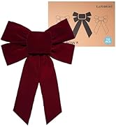 LaRibbons 12 Pack Christmas Burgundy Velvet Bows, 13