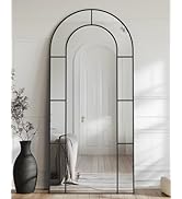 Antok 76" x 34" Full Length Mirror, Floor Mirror Arched Window Decorative Mirror, Metal Framed De...