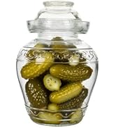 Aosnttol 2.5 Liter Canning Pickle Fermentation Jar Glass Jar with Lid, Kombucha Crock with Water ...