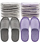 Frcctre 16 Pairs Disposable Slippers, Cotton Linen Open Toe Spa Slippers for Women and Men, Breat...