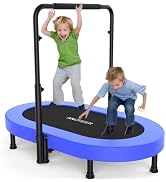 ANCHEER 56" Double Mini Trampoline for Kids, Mini Rebounder with 5-Level Adjustable Handle, Paren...