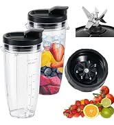 [New Model] Replacement 7 Fins Male Blade&amp;24oz Blender Cups Compatible For Nutri Ninja Auto iQ Bl...