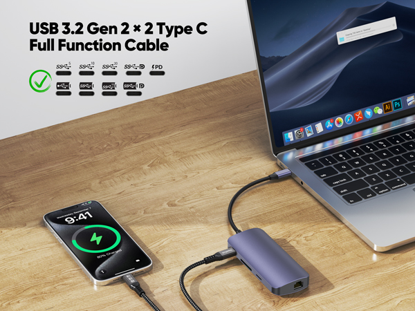 USB 3.2 Gen 2 × 2 Type C Full Function Cable