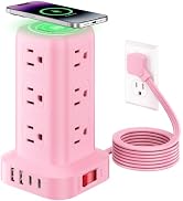 Extension Cord with Multiple Outlets, SMALLRT Outlet Extender with 12 AC Outlets 4 USB, 6.5FT Pow...