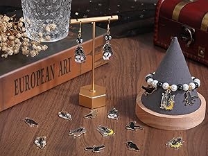 Raven Charms Bulk Crow Charm Gothic Black Bird Halloween Enamel Alloy Metal Moon Rose