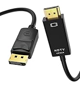 4K DisplayPort to HDMI 10 Feet Gold-Plated Cable, 4K@30Hz, 2K@60Hz, 1080P Full HD, Uni-Directiona...