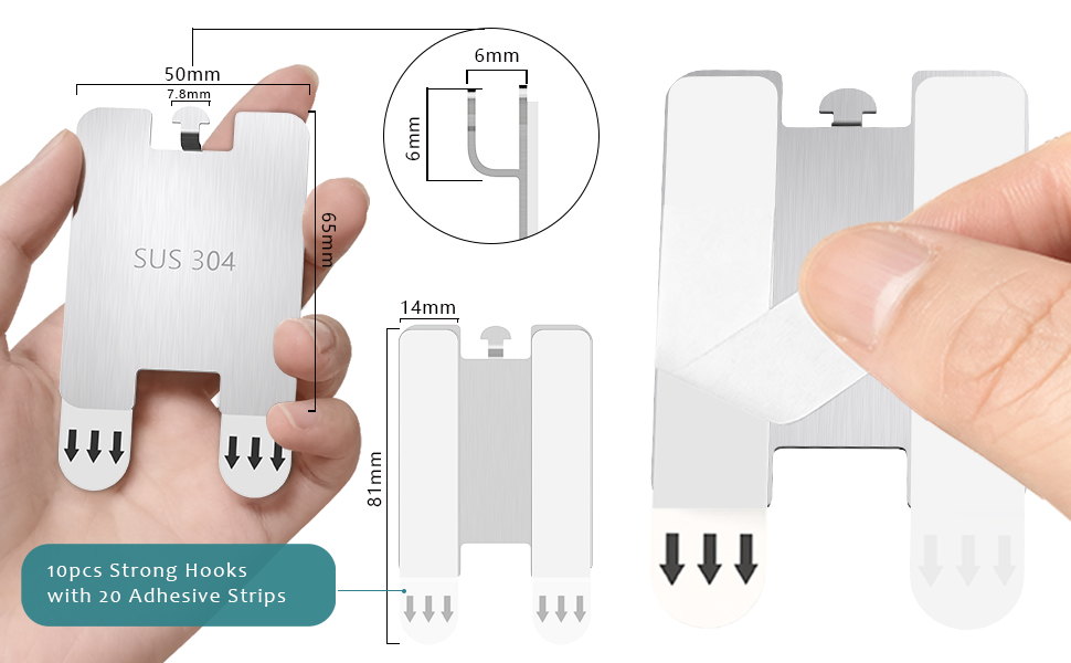 10pcs hooks with 20 pcs strips