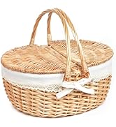 Hap Tim Wicker Picnic Basket for 2 with Lid - Unique Gifts Ideas for Couple, Engagement, Wedding,...