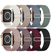8 Pack Stretchy Solo Loop Band Compatible with Apple Watch Bands for Women Men 40mm 38mm 41mm 42m...