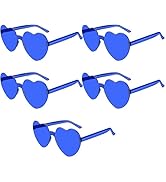 PLULON Heart Sunglasses for Women 5/12/25 Pcs, Heart Glasses Valentine Day Rimless Shaped Candy C...