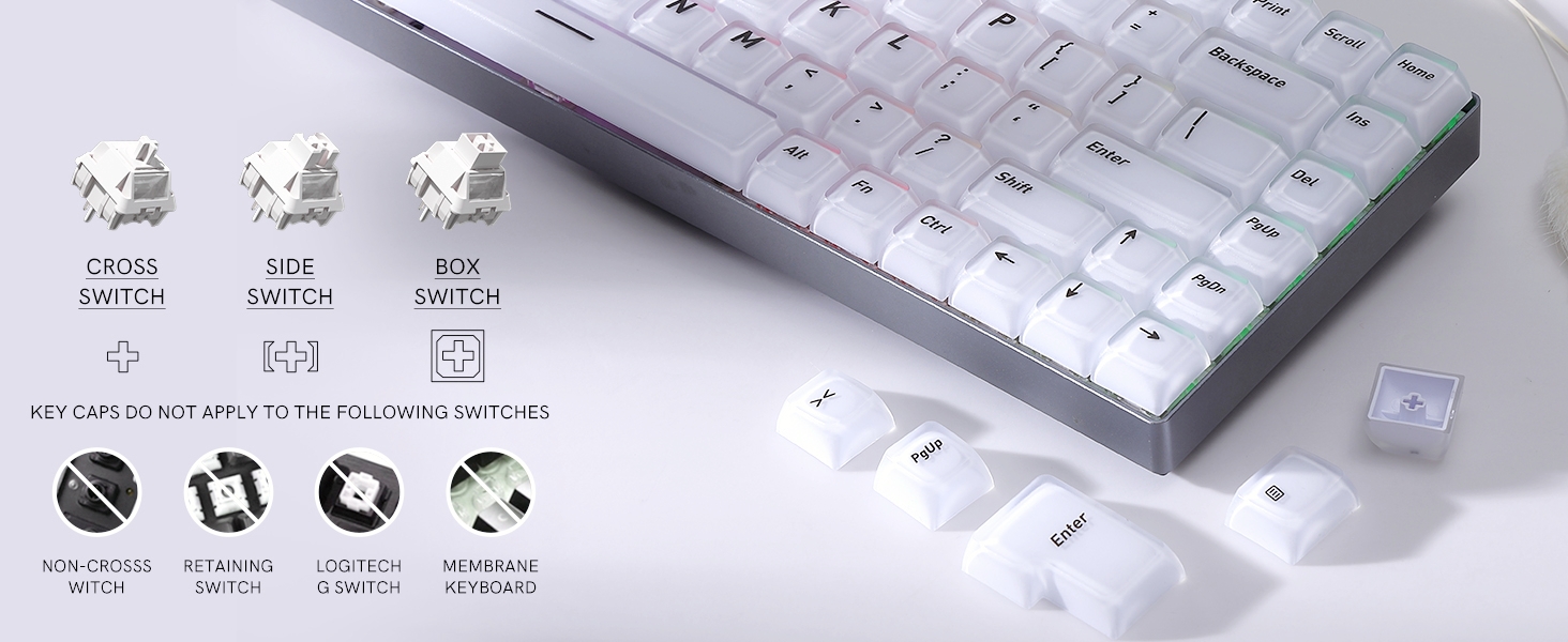 Jelly Keycaps White, Keycap Set CSA Profile, Frosting Custom Keycaps for Mechanical Keyboards