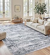 Suconsun Washable 5x7 Area Rug with Non-Slip Backing - Low Pile, Vintage Distressed Farmhouse Rug...
