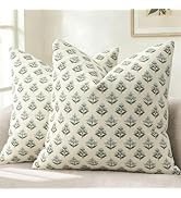 YCOLL Farmhouse Floral Print Throw Pillow Covers 18x18 Set of 2, Rustic Decorative Cushion Covers...