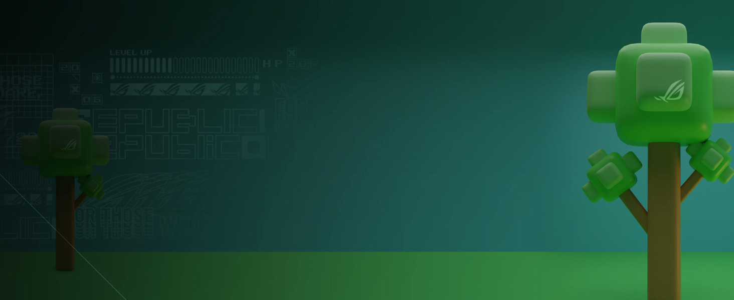 Illustration of trees with the ROG logo