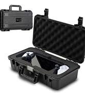 Black hard-shell protective case with foam interior padding and latching closures. Case shown both closed and open displaying cushioned compartments for equipment storage.