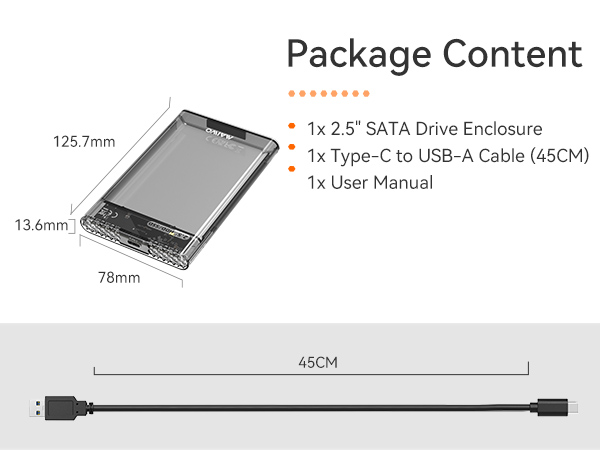 USB 3.0 to SATA I II III Tool-Free Clear Hard Disk Case for 2.5 inch 7mm 9.5mm SATA HDD SSD