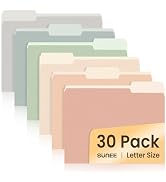 SUNEE File Folders, 30 Pack Manilla Folders 8.5 x 11, Colored File Folders Home Office School Sup...