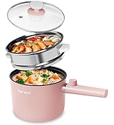 Topwit Hot Pot Electric with Steamer, 1.5L Ramen Cooker, Non-Stick Frying Pan, Electric Pot for P...