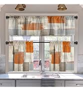 MCALK Beige Blackout Kitchen Curtains Tiers and Valances Set 3 Piece for Windows Orange Kitchen W...