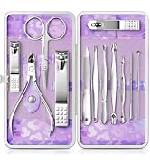 Manicure Set, Stainless Steel Nail Clipper Set with Travel Case | 12-Piece Set with Thicker Steel...