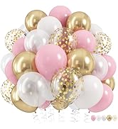 Pink Gold Balloons Set, 60Pcs 12 Inch Pastal Baby Pink Metallic Gold White Balloon with Gold Conf...