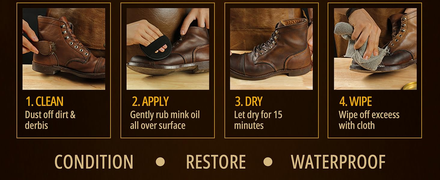 Eagle Mink Oil for Leather Boots All-Natural Leather Conditioner and Cleaner Waterproof Formula