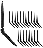 20 Pack 12 Inch Shelf Brackets, Heavy Duty Black Iron Metal Floating Shelves Bracket L Bracket Co...