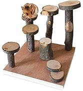 Hamster Climbing Wooden Stand Platform, Pet Cage Playground Natural Wood Bridge ramp Toys for Dwa...