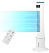 Simple Deluxe 43-Inch Electric Oscillating Tower Fan with Remote Control and Mist Function, 12 Sp...