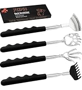 Yeipis 4Pcs Different Back Scratcher Extendable Back Massager Tool with Rubber Handles, Metal Por...