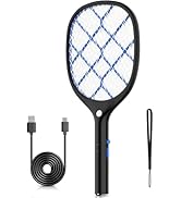 YISSVIC Electric Fly Swatter Bug Zapper Racket 4000V Rechargeable Mosquito Killer with LED Light ...